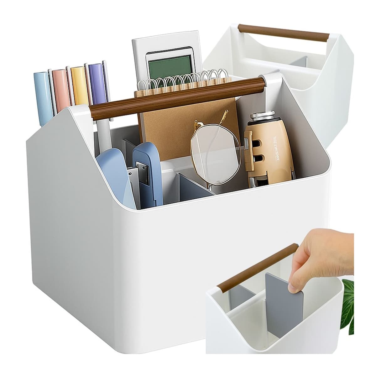 Skrivbordsorganiser med handtag, 18x16,5 cm