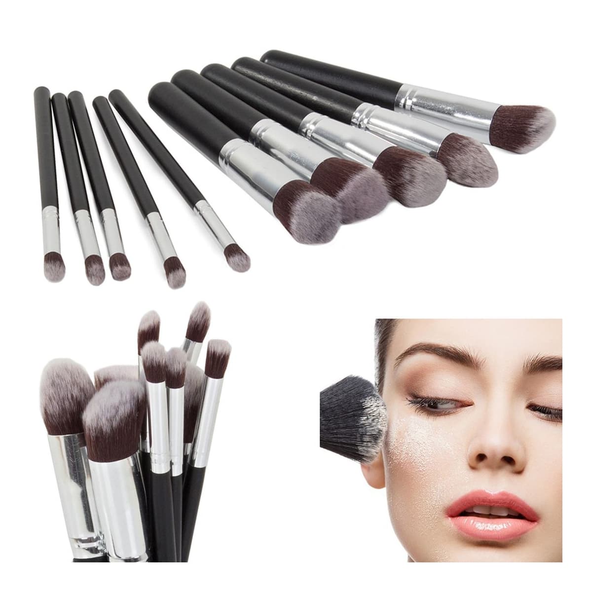 Sminkborstar, syntetiska, 10 st