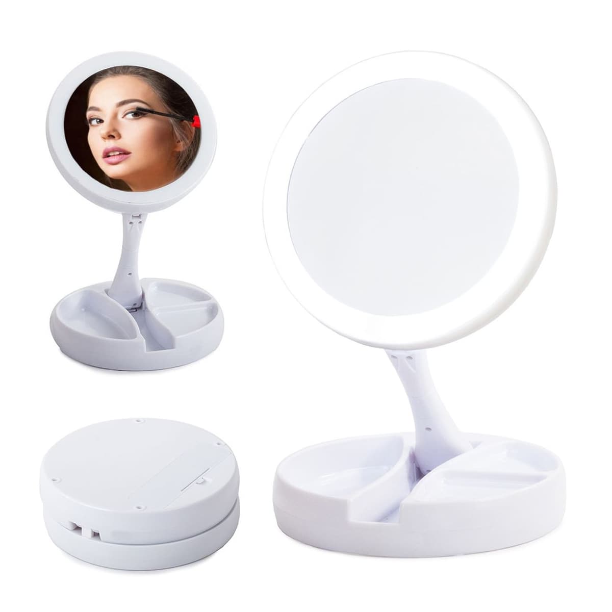 Sminkspegel med LED, 22 dioder, 10x förstoring