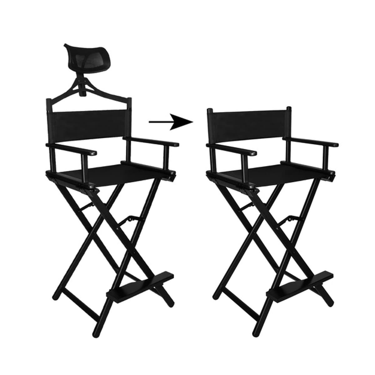 Sminkstol i aluminium med nackstöd, hopfällbar