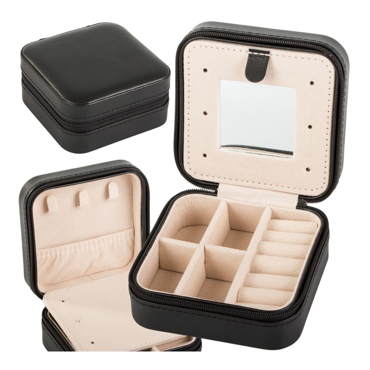 Smyckeslåda med spegel, 10x10x5 cm