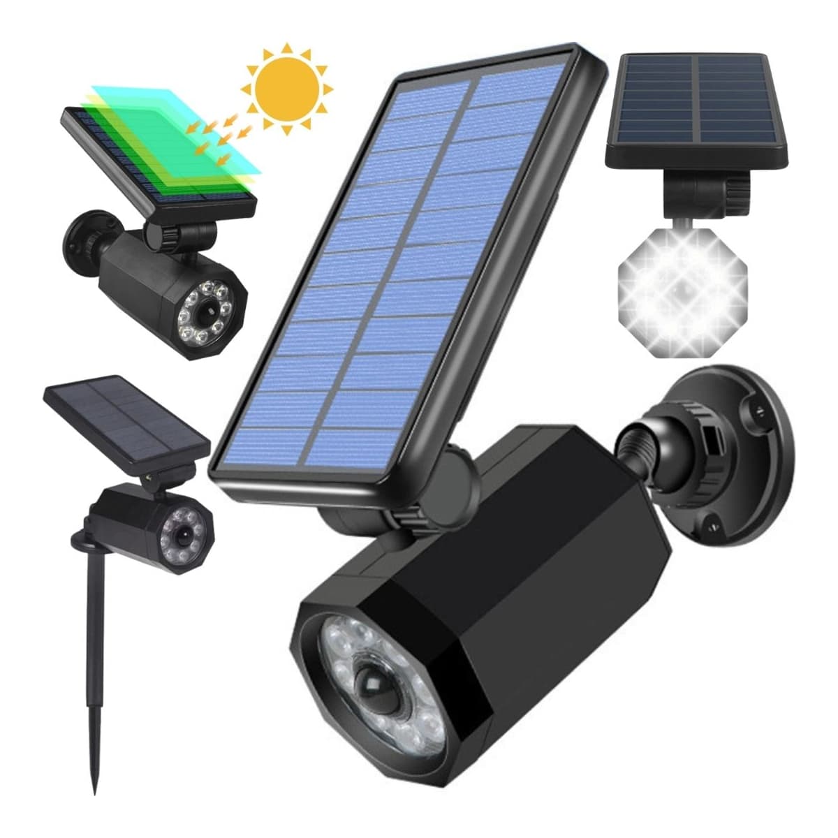 Solar LED-lampa 8 dioder, rörelsesensor