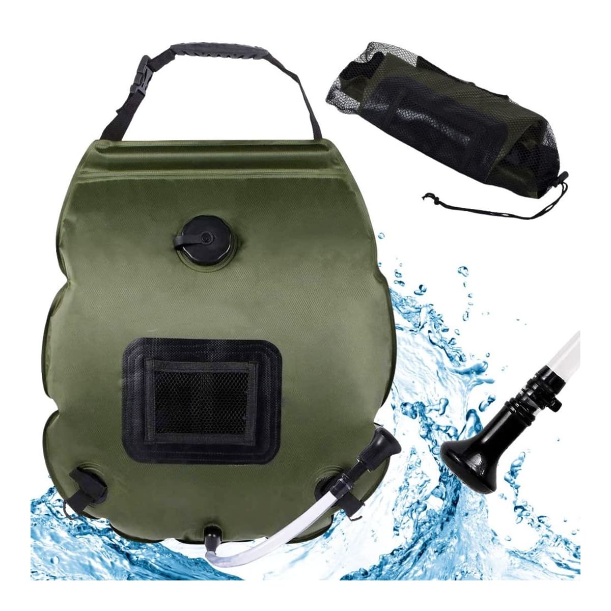 Solardusch, camping, 20 liter med temperaturmätare