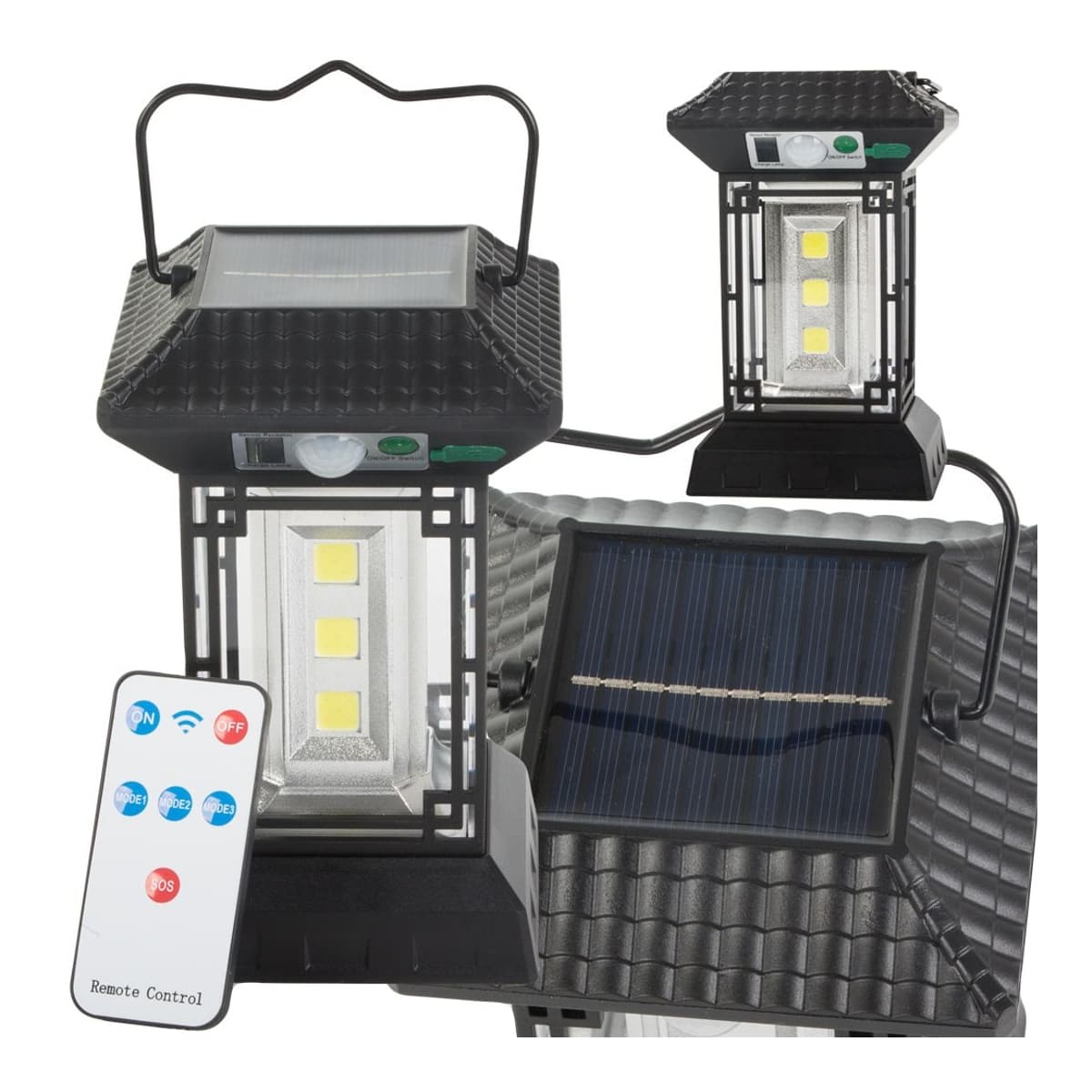 Solcellslampa med rörelsesensor, 60 LED, 1200 lumen