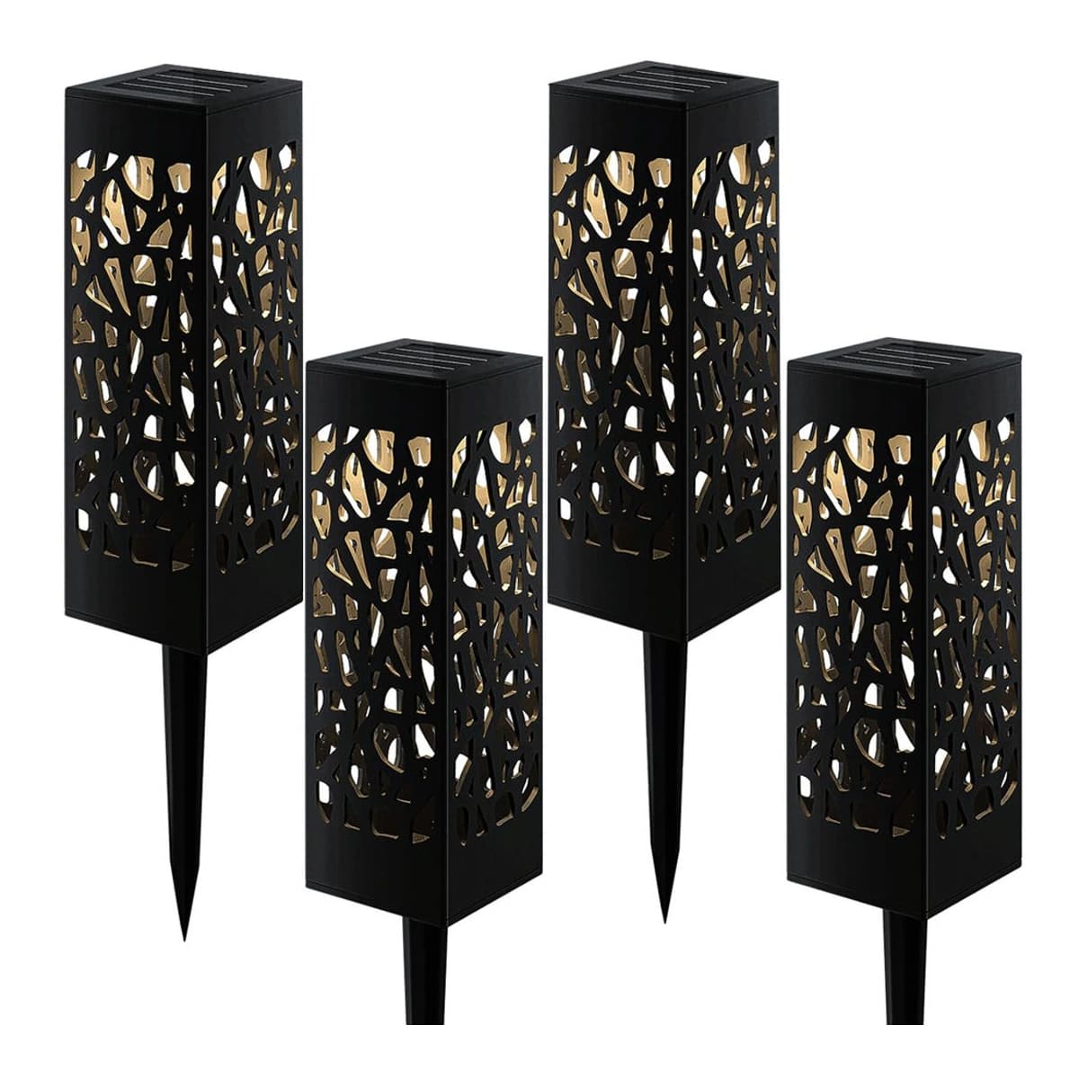 Solcellslampa trädgård, 4-pack med skymningssensor