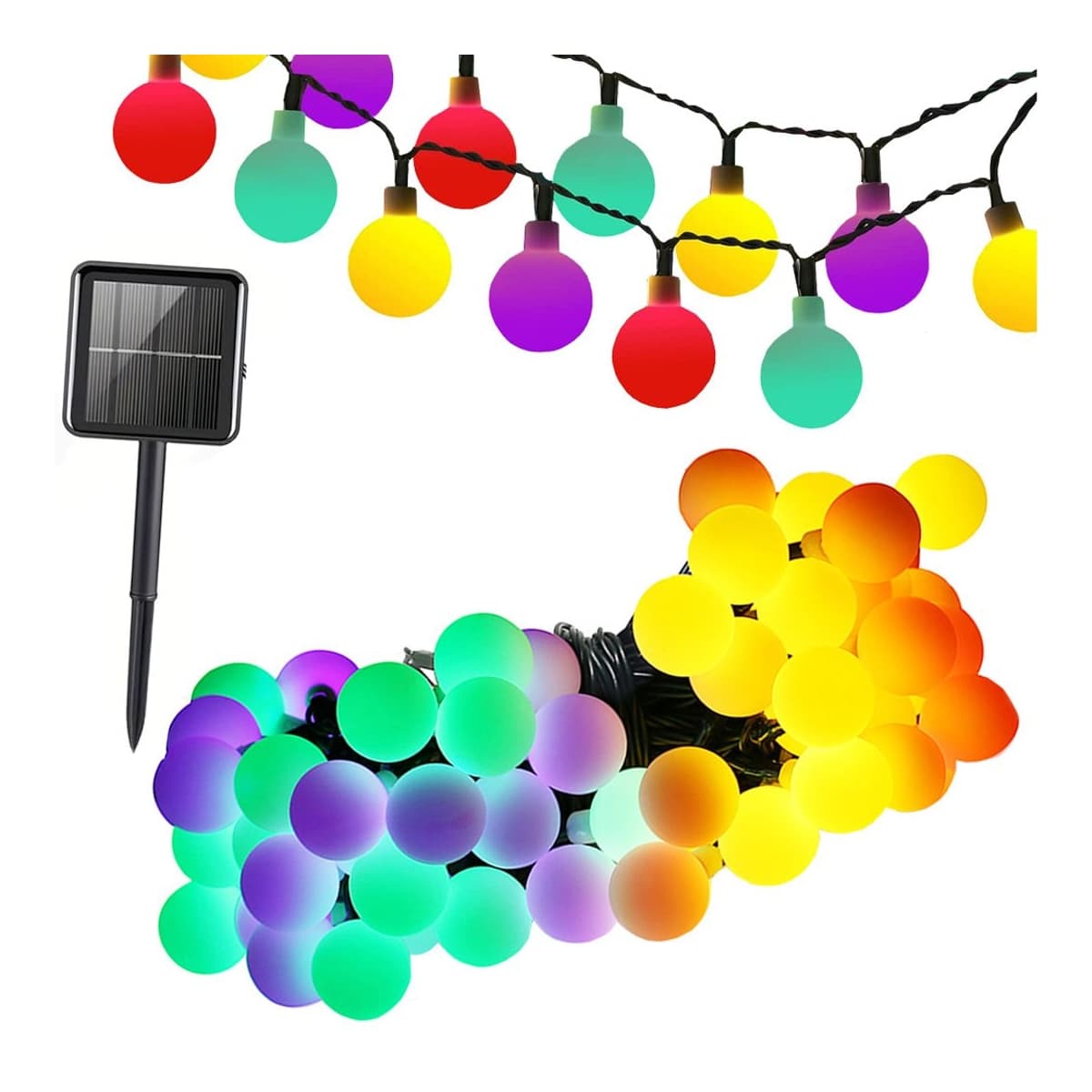 Solcellsljusslinga, 40 LED, flerfärgad, 6,9 m