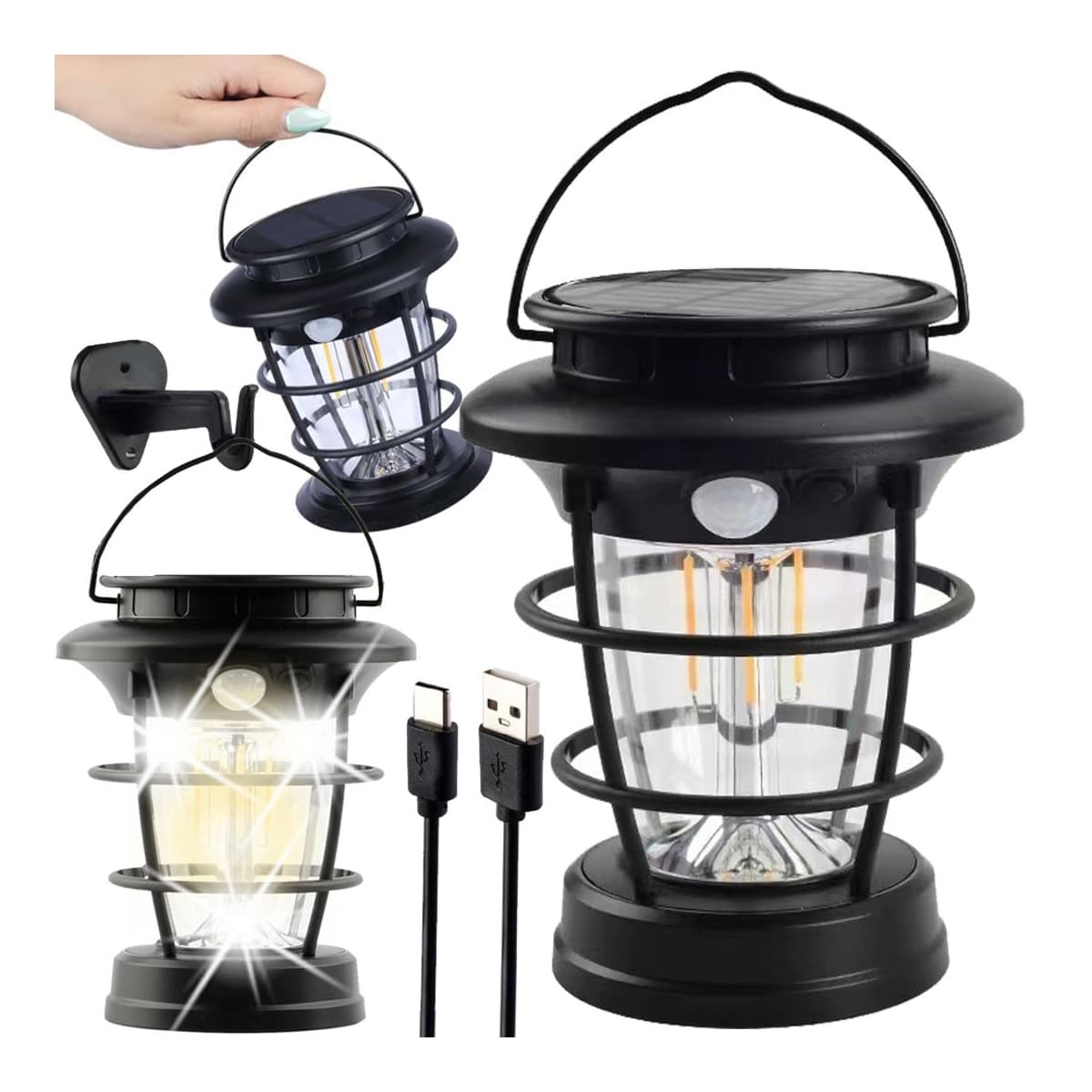 Solcellslykta LED med rörelsesensor, 12 cm