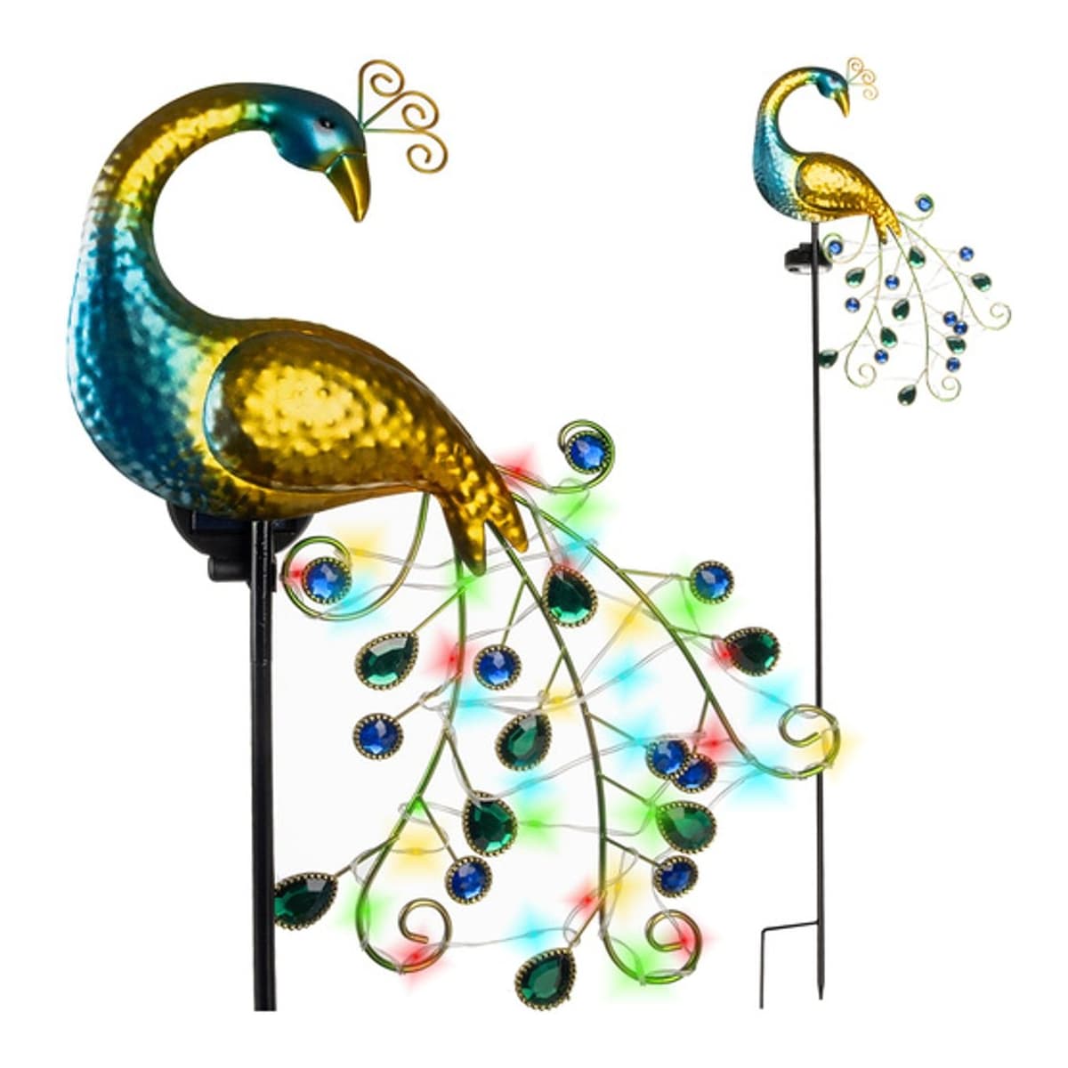 Sollampa påfågel med 40 LED