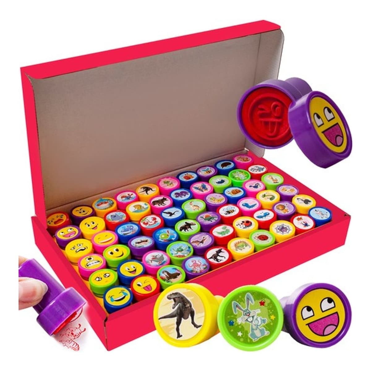 Stämpelset för barn, 60 stycken med djur och ansikten