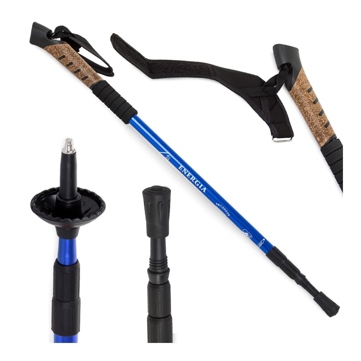 Stavgångs-/trekkingstav med ANTI-shock, 64-135 cm