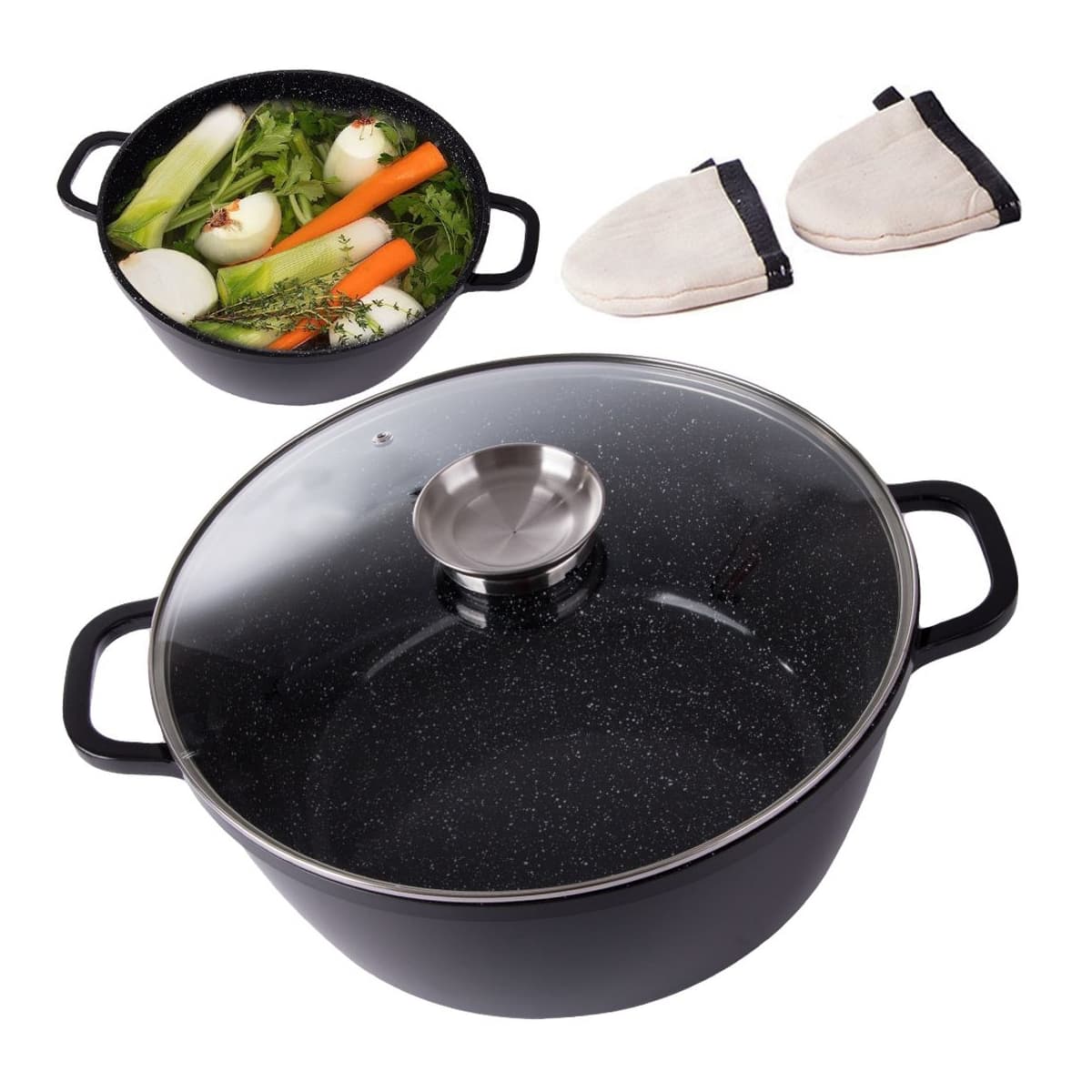 Stekgryta med lock och aromatiserare, 12,6 L