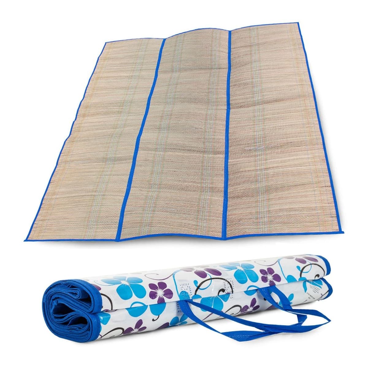 Strandmatta av vävd halm, 150x170 cm