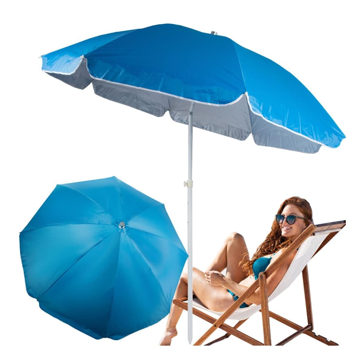 Strandparasoll med UV-filter, 210 cm