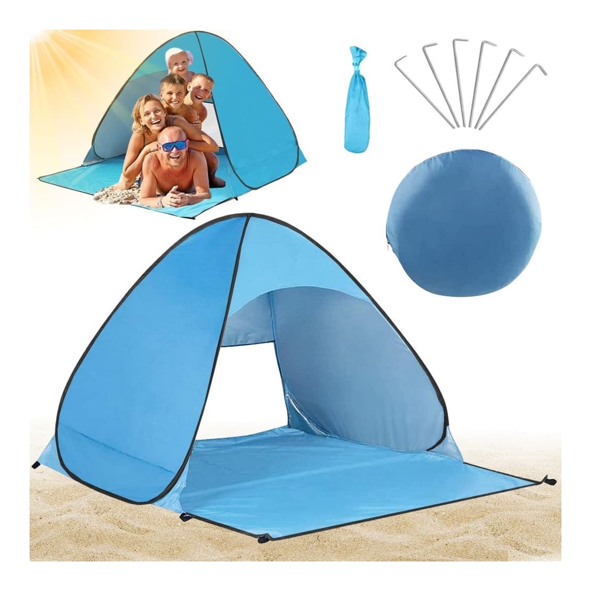 Strandtält, hopfällbart, UV-skydd, 160 cm
