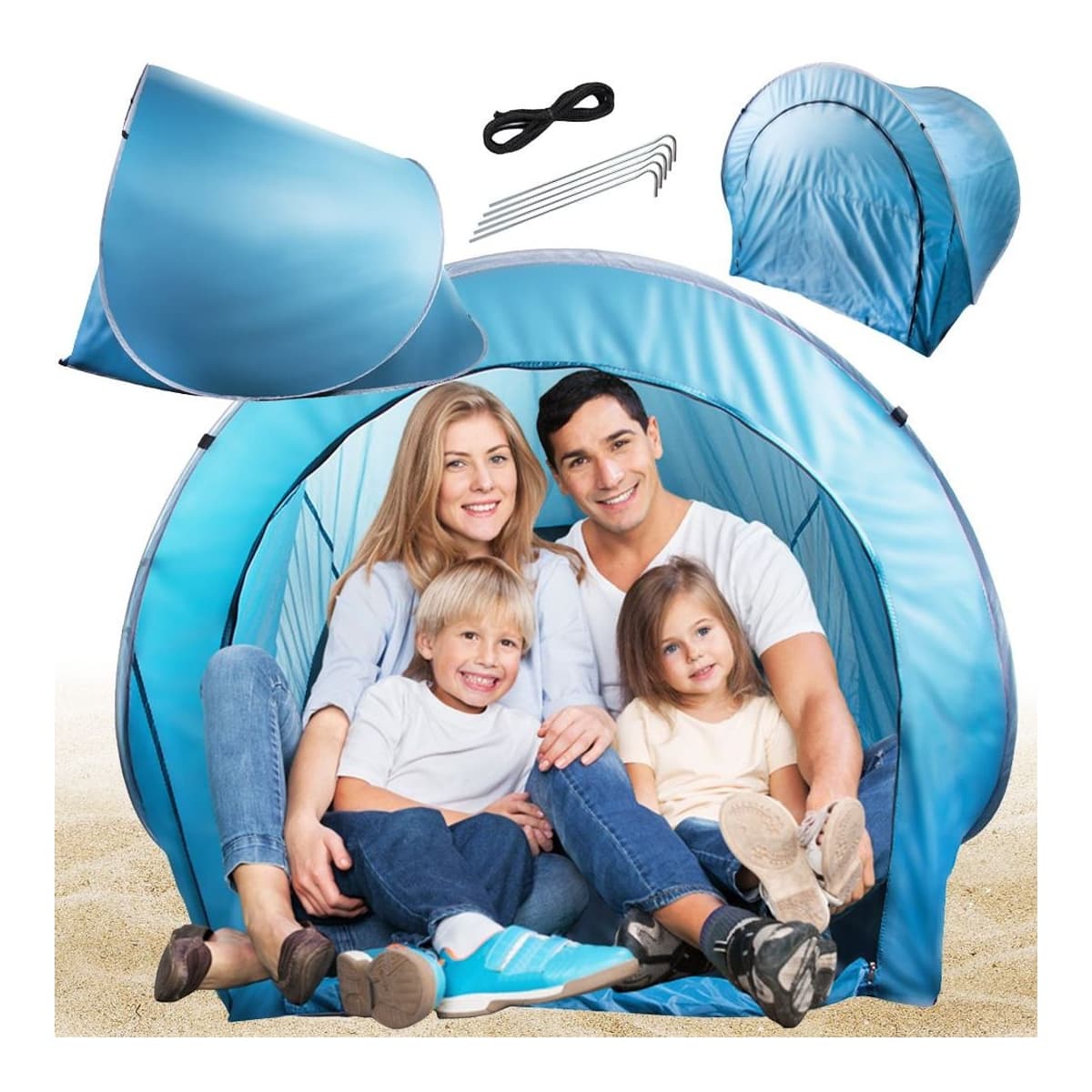 Strandtält pop-up med dragkedja, 190 x 100 cm