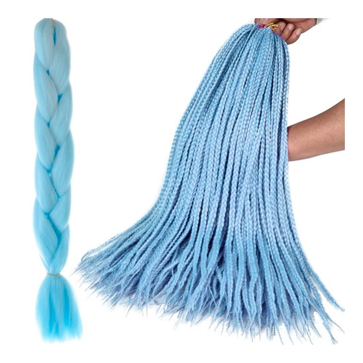 Syntetisk hårfläta blå, 60 cm