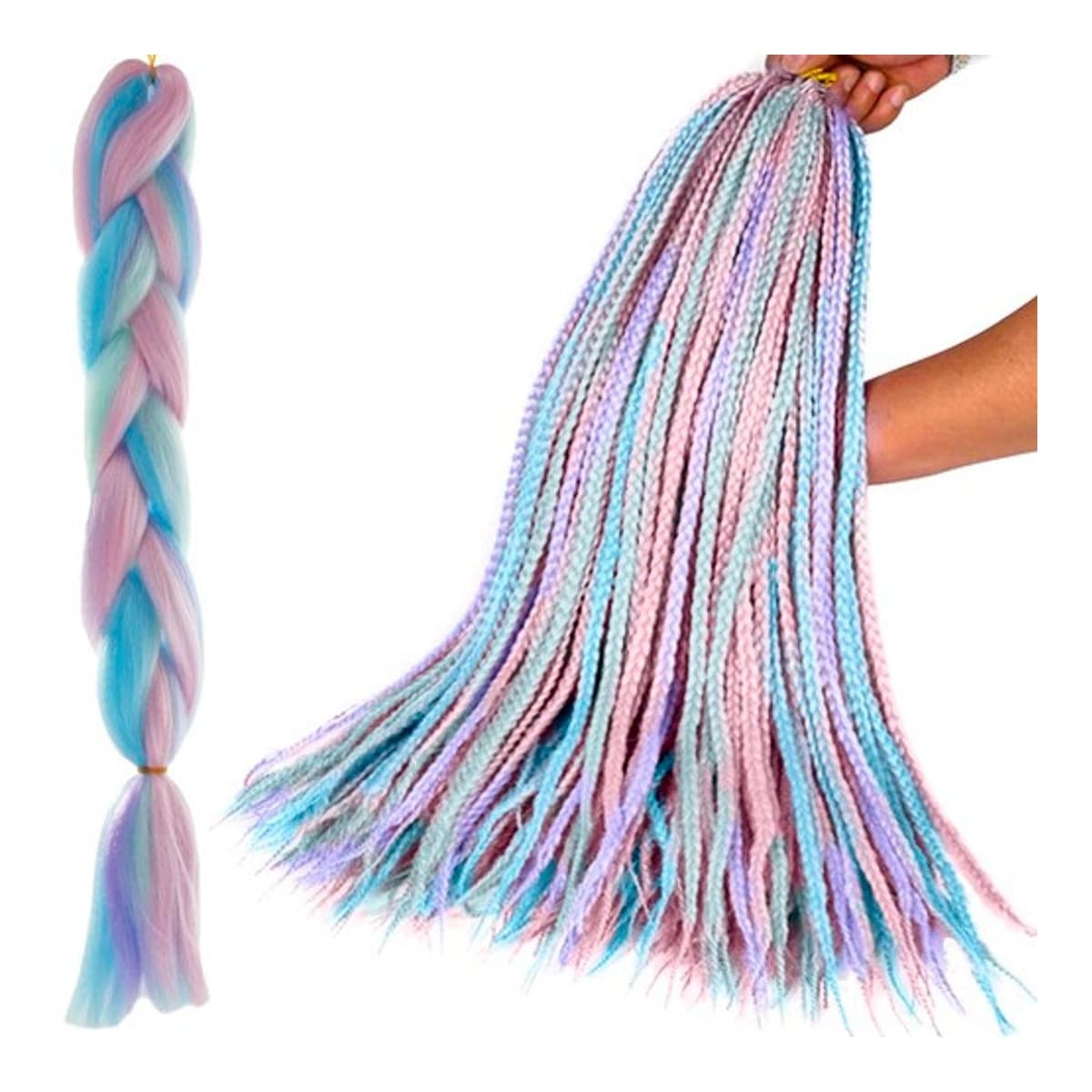 Syntetisk hårfläta ombre blå/lila, 60 cm