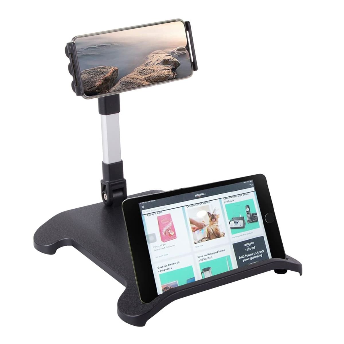 Tablett- och telefonställ, 2-i-1, justerbar