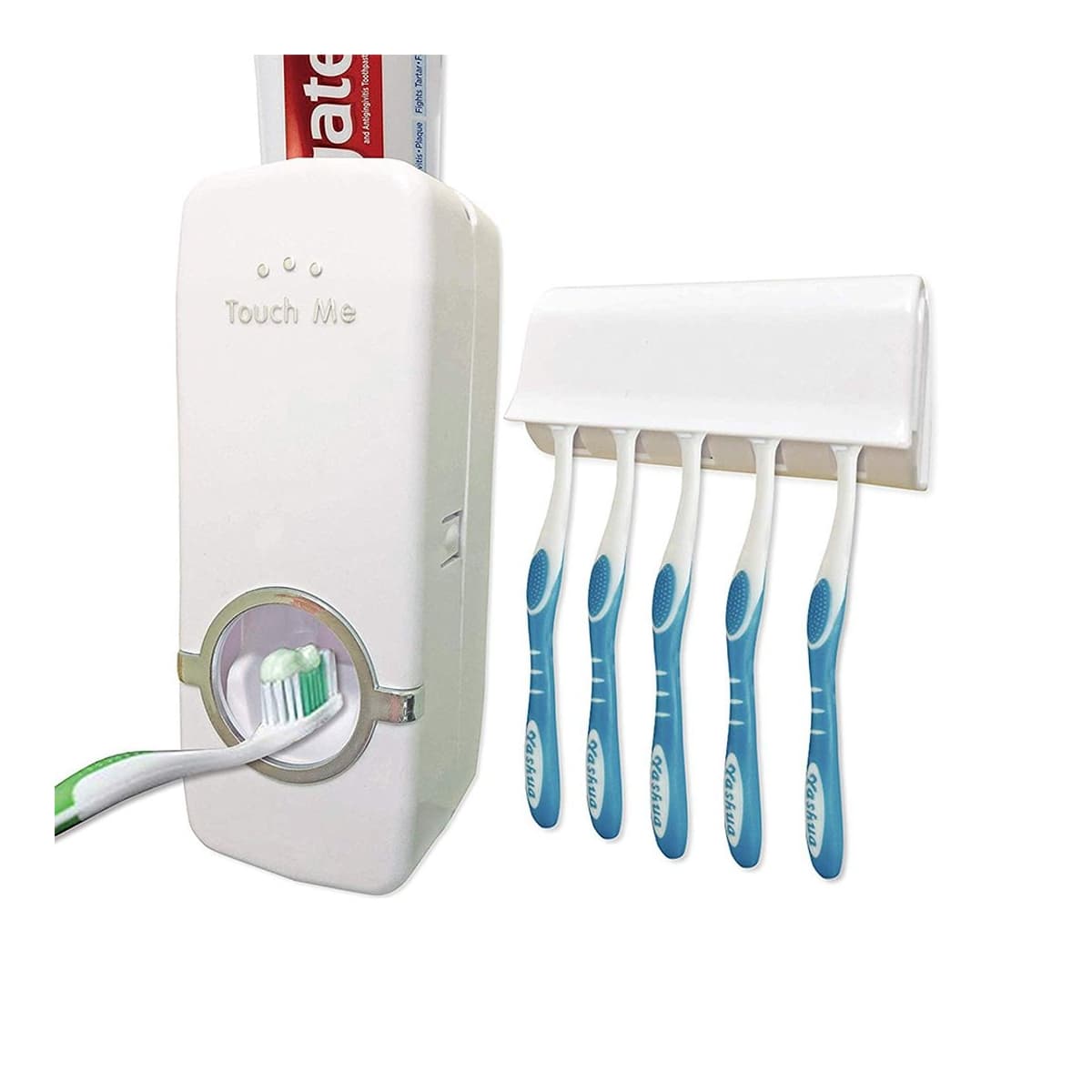 Tandborsthållare med tandkrämsdispenser, vit