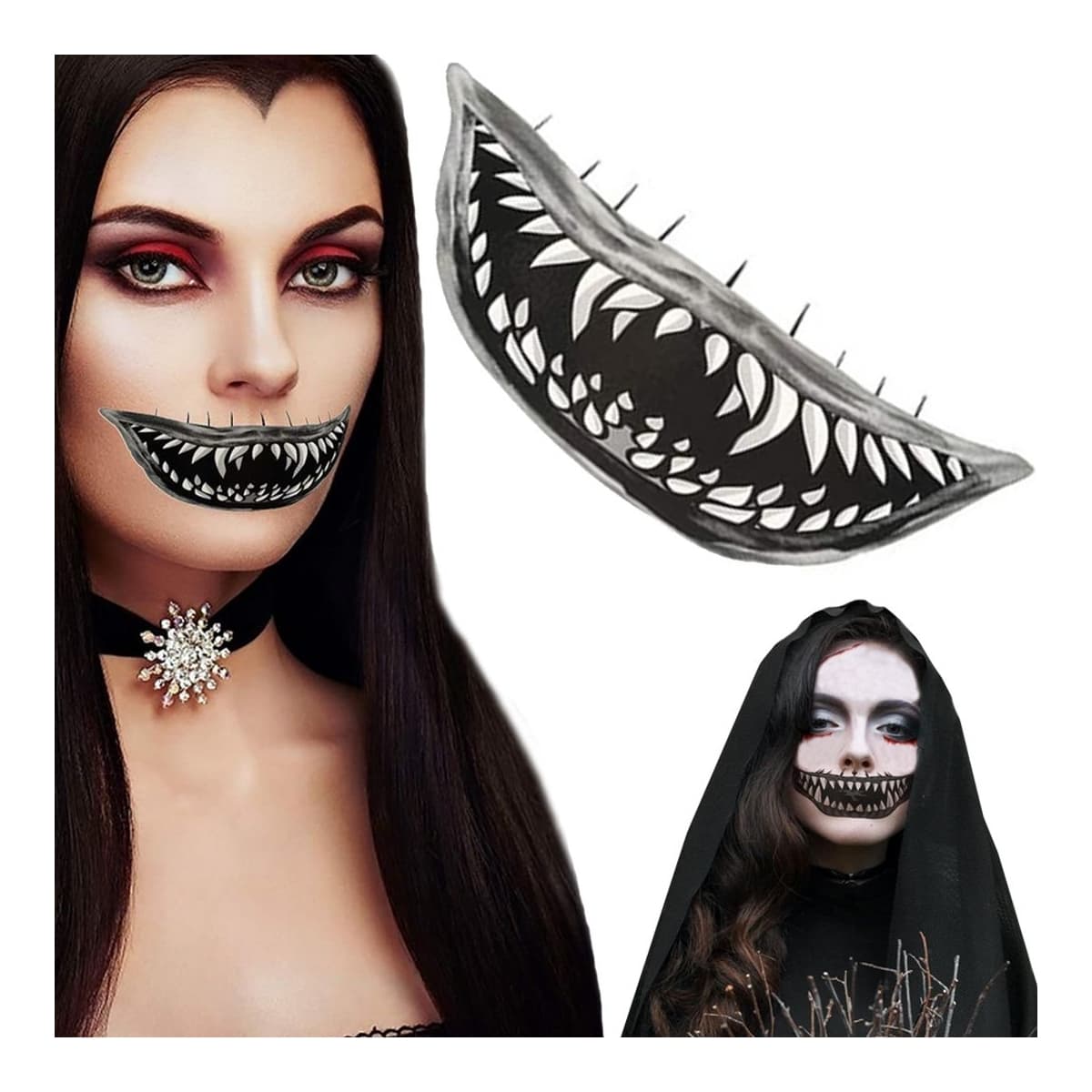 Tatueringar falska tänder, halloween, 12 cm