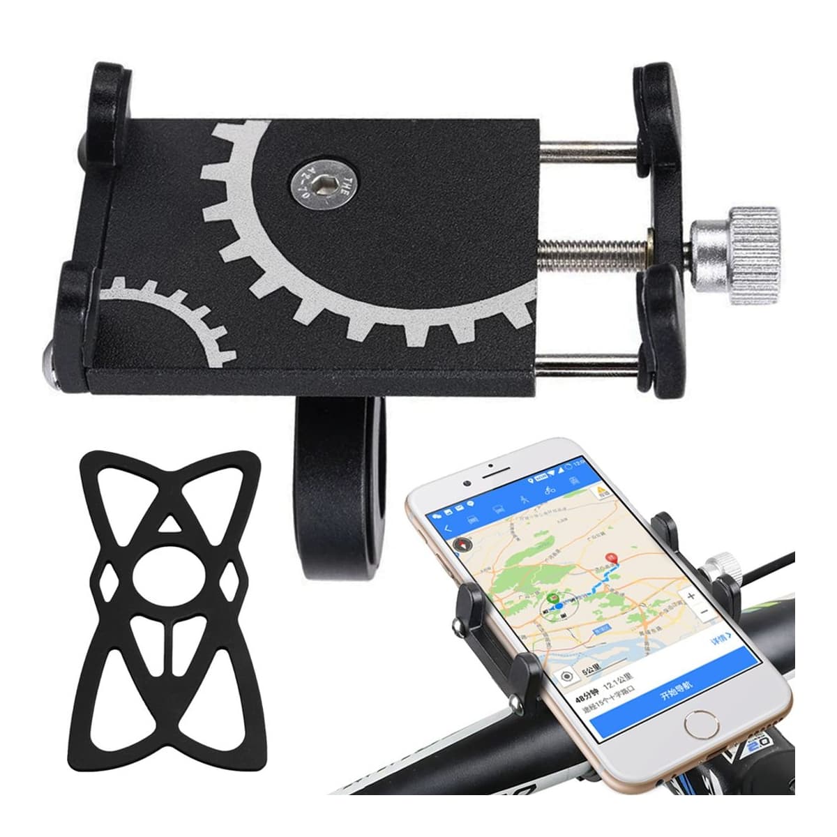 Telefonhållare cykel, aluminium, justerbar