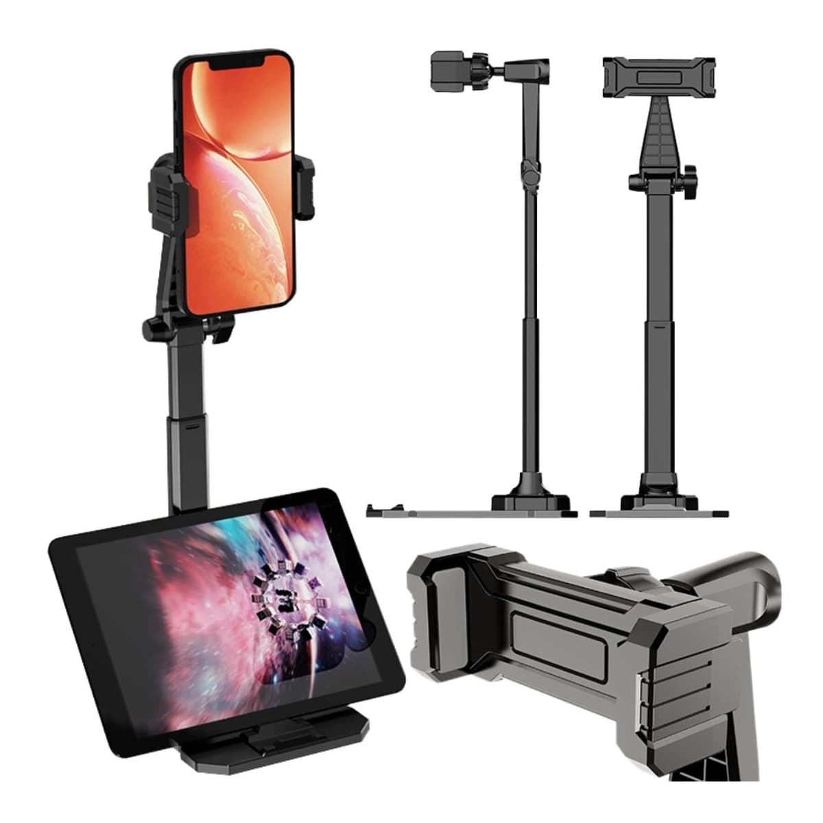 Telefonhållare justerbar med 360° rotation, svart