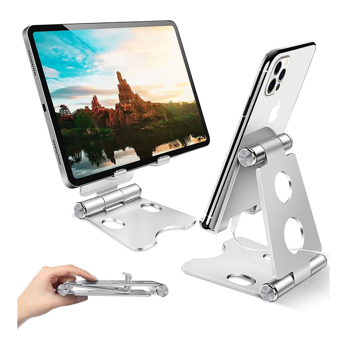 Telefonställ, metall, justerbart, 9,5 cm