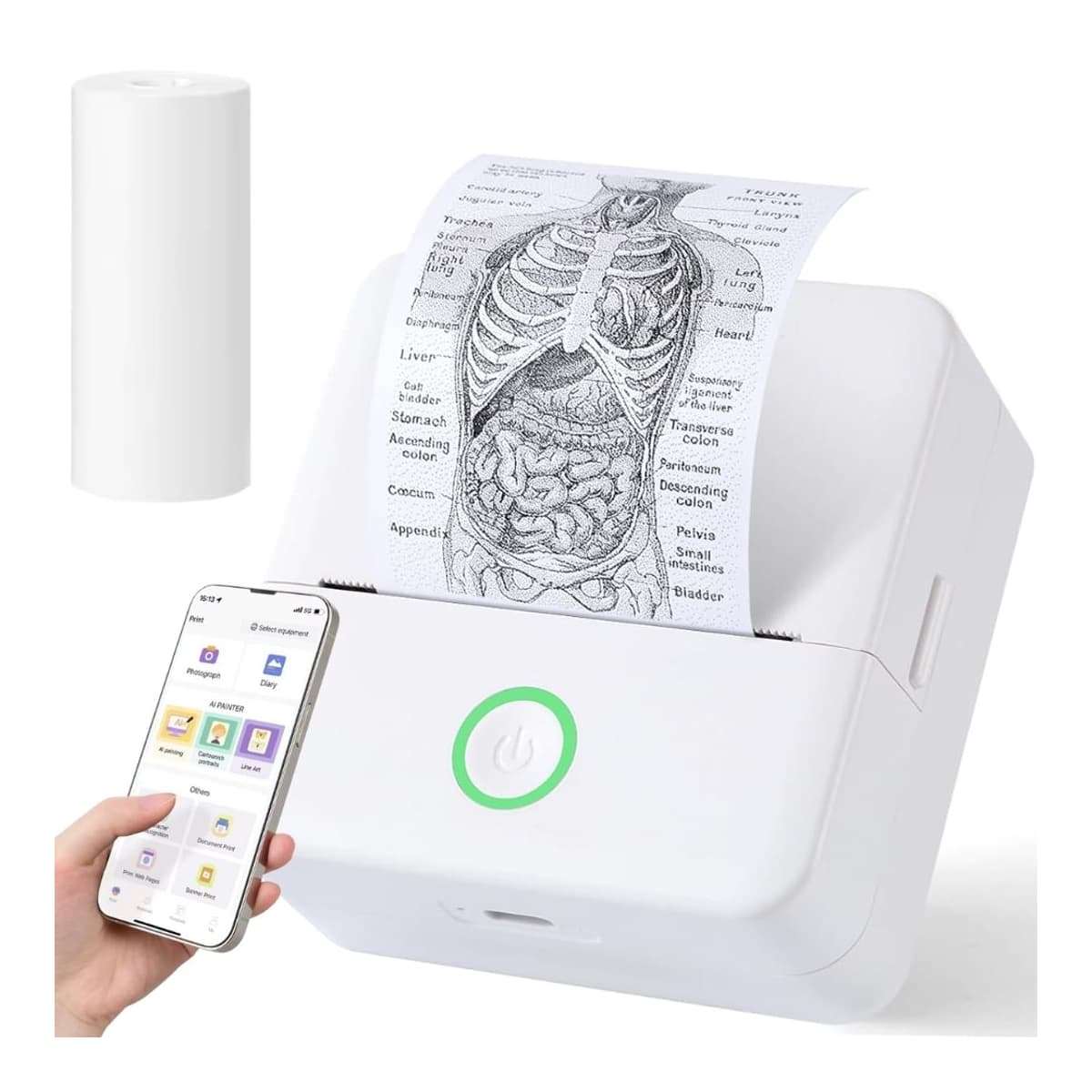 Termisk skrivare, trådlös, 55 mm