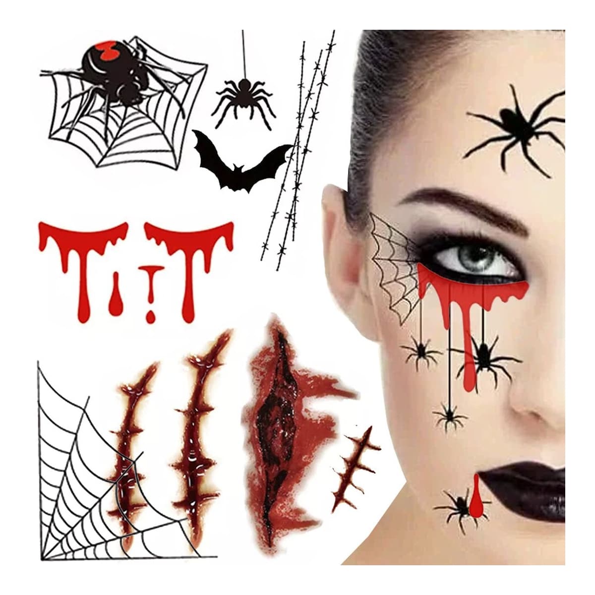 Tillfälliga tatueringar, Halloween, 19x12 cm