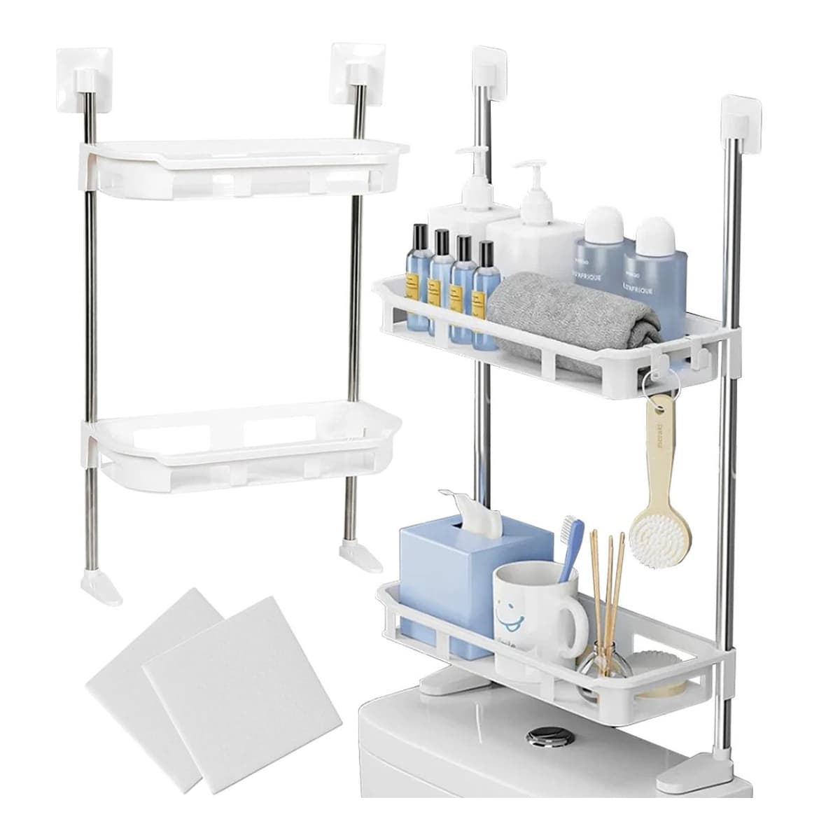 Toaletthylla, 2 hyllplan, 61 cm hög