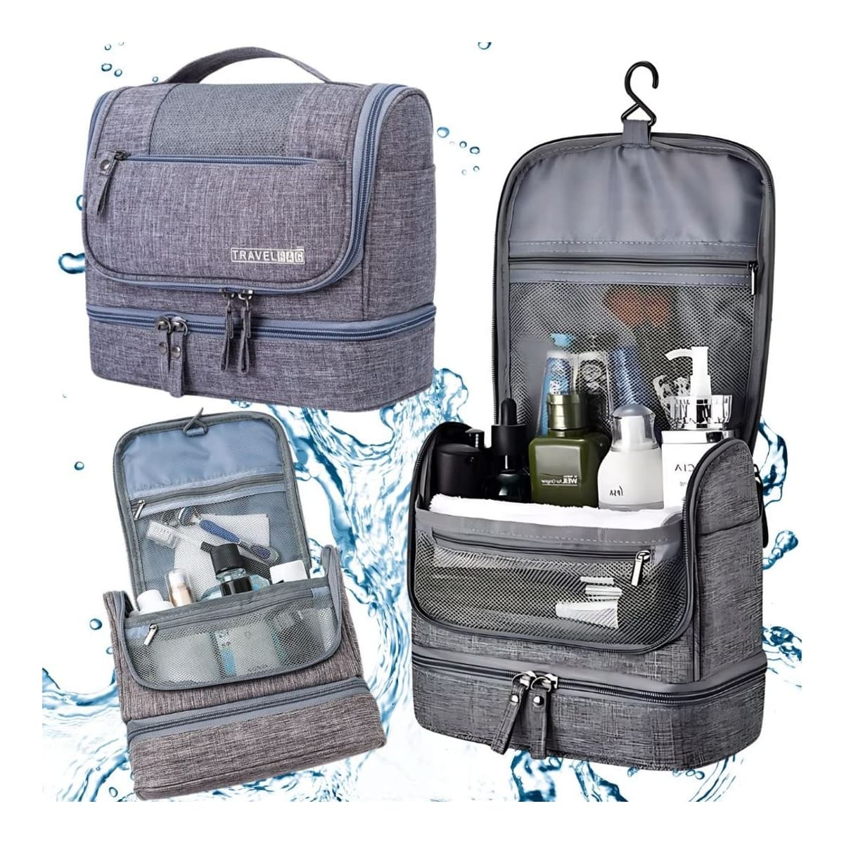 Toalettväska med krok, vattentät, 24x17x13 cm