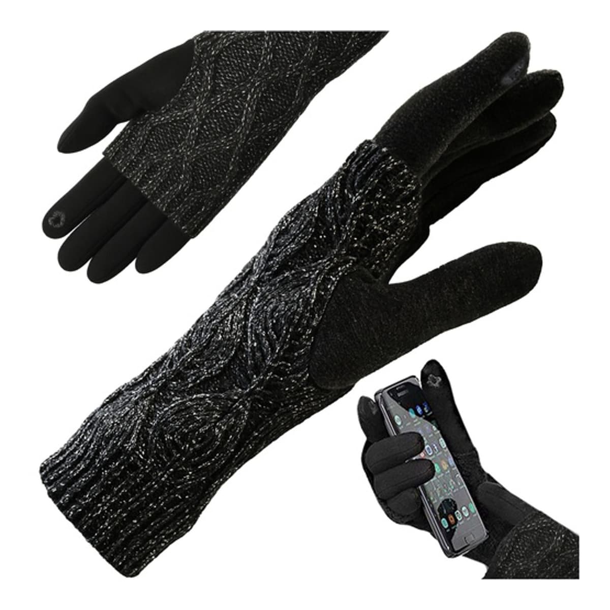 Touchskärmshandskar med värmare, svarta