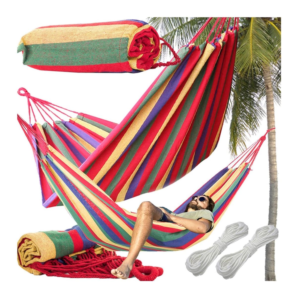 Trädgårdshängmatta, randigt tyg, 200x80 cm