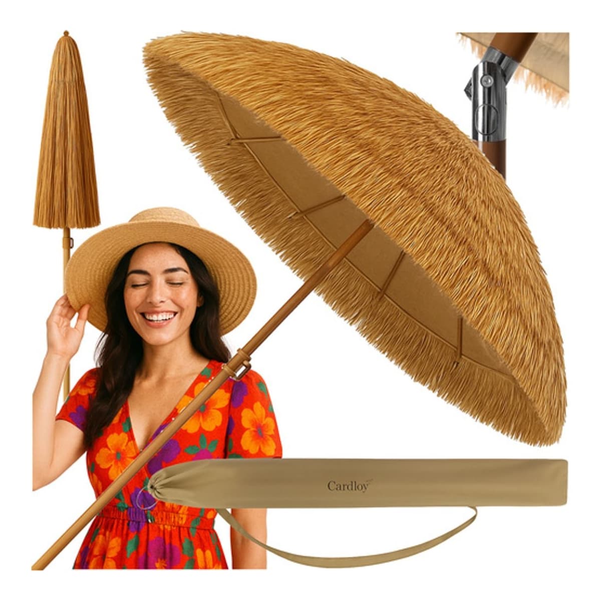 Trädgårdsparasoll, 170 cm, justerbar höjd