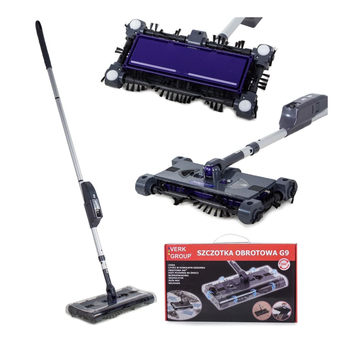 Trådlös golvborste, 110 cm, 20 min batteritid