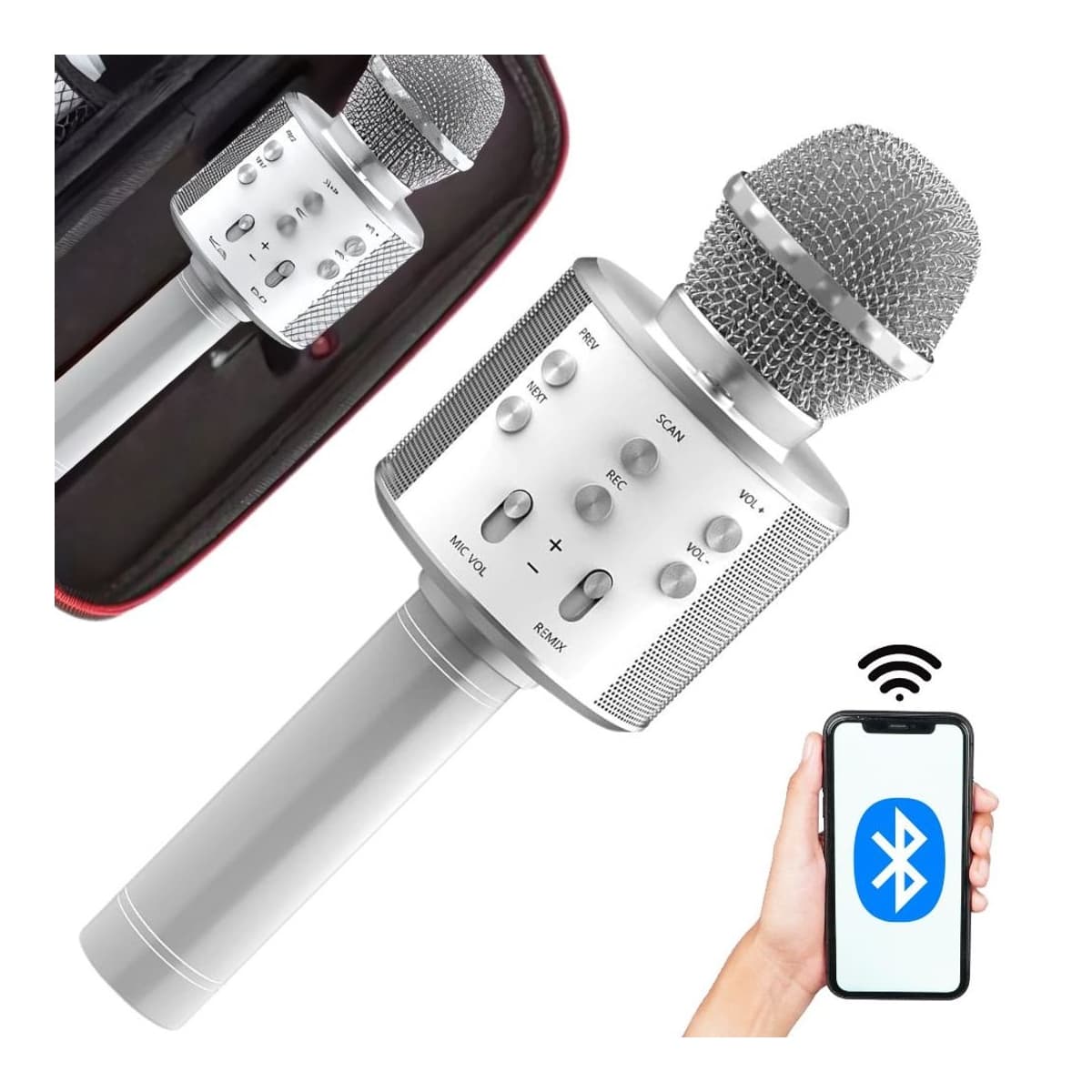 Trådlös karaokmikrofon med Bluetooth, 22 cm