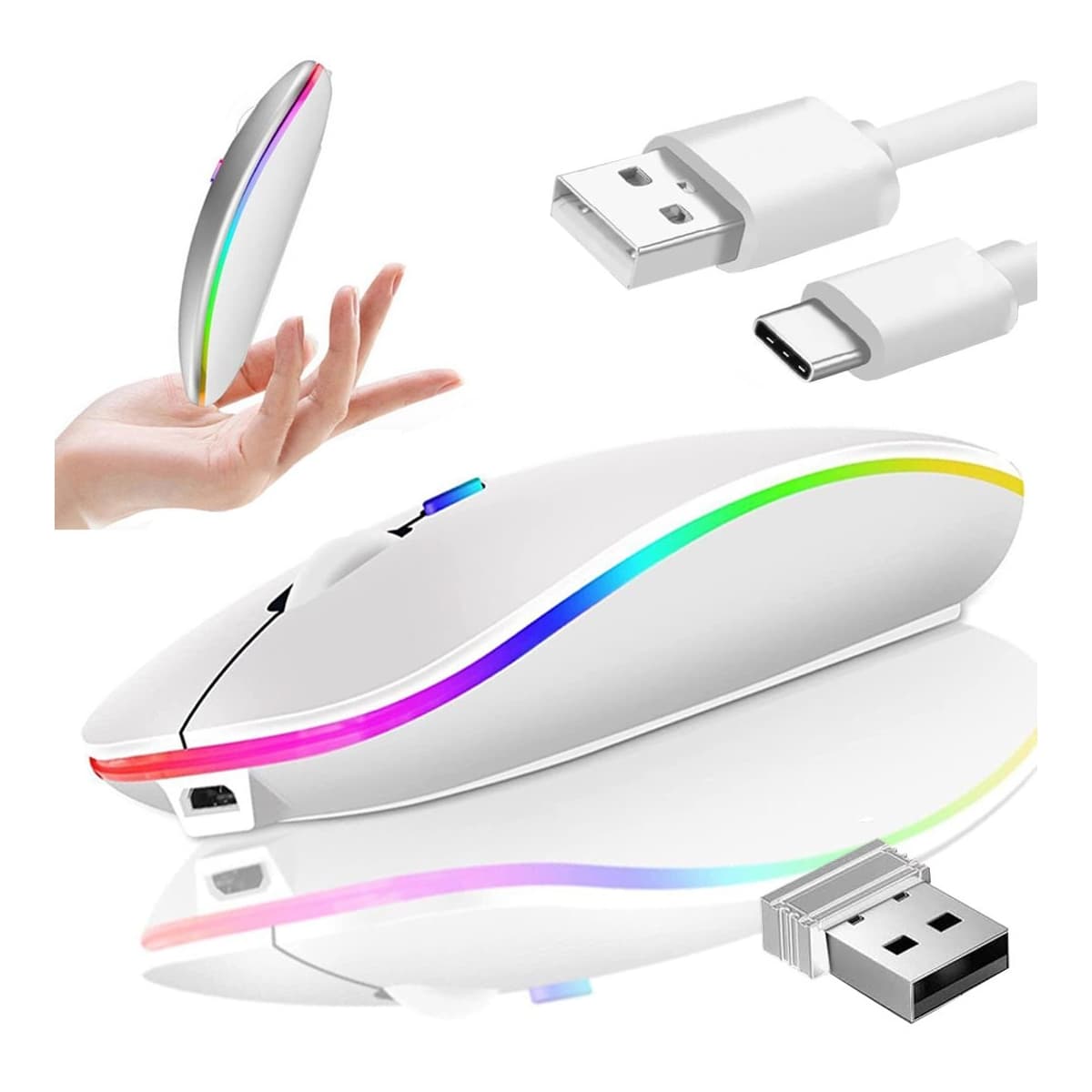 Trådlös mus, optisk, 1600 DPI, USB-C