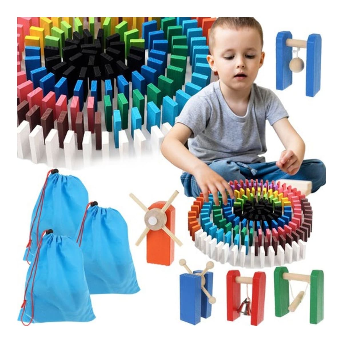 Trädomino med kulor, 1080 brickor i 12 färger