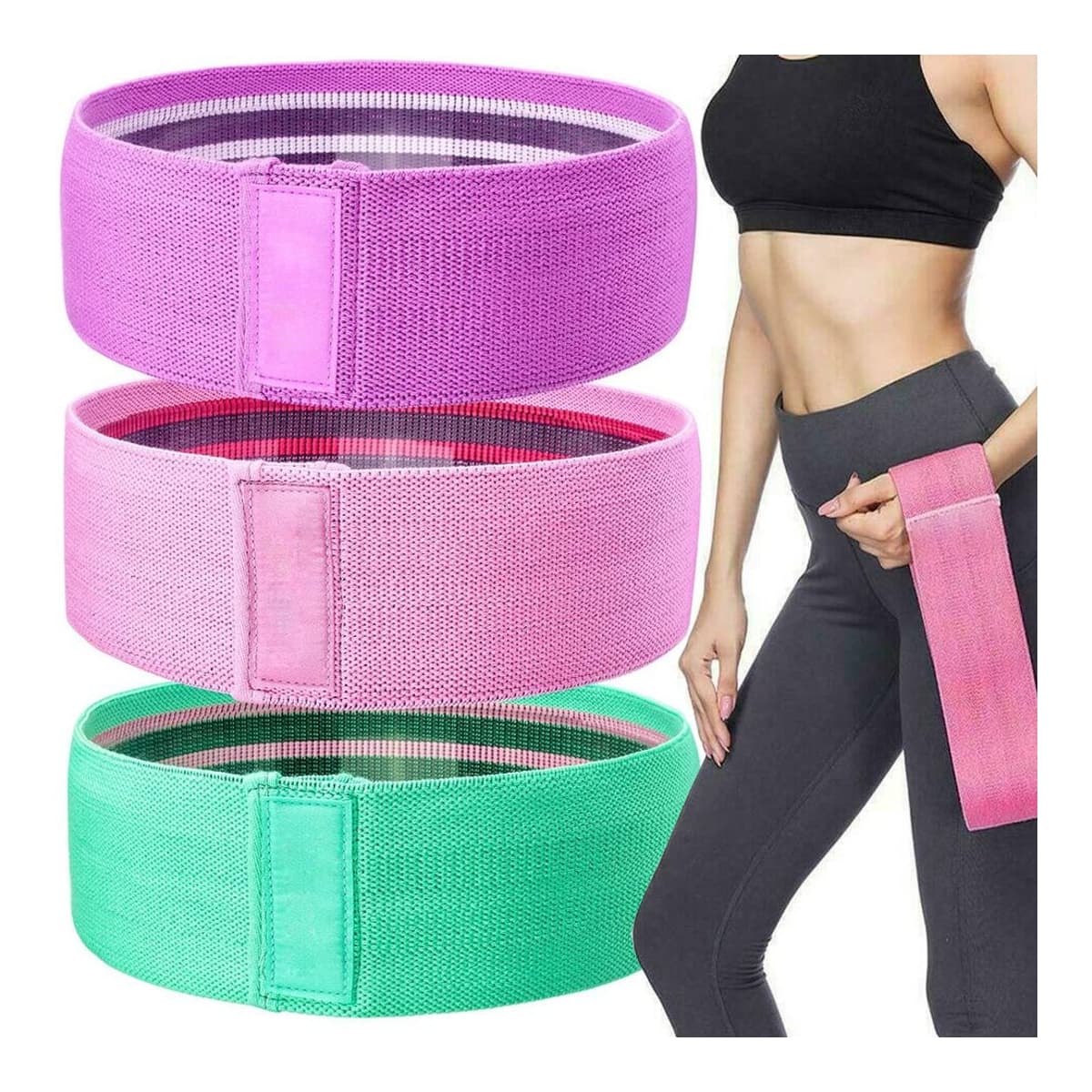 Träningsband set, 3 motstånd, 30x8 cm