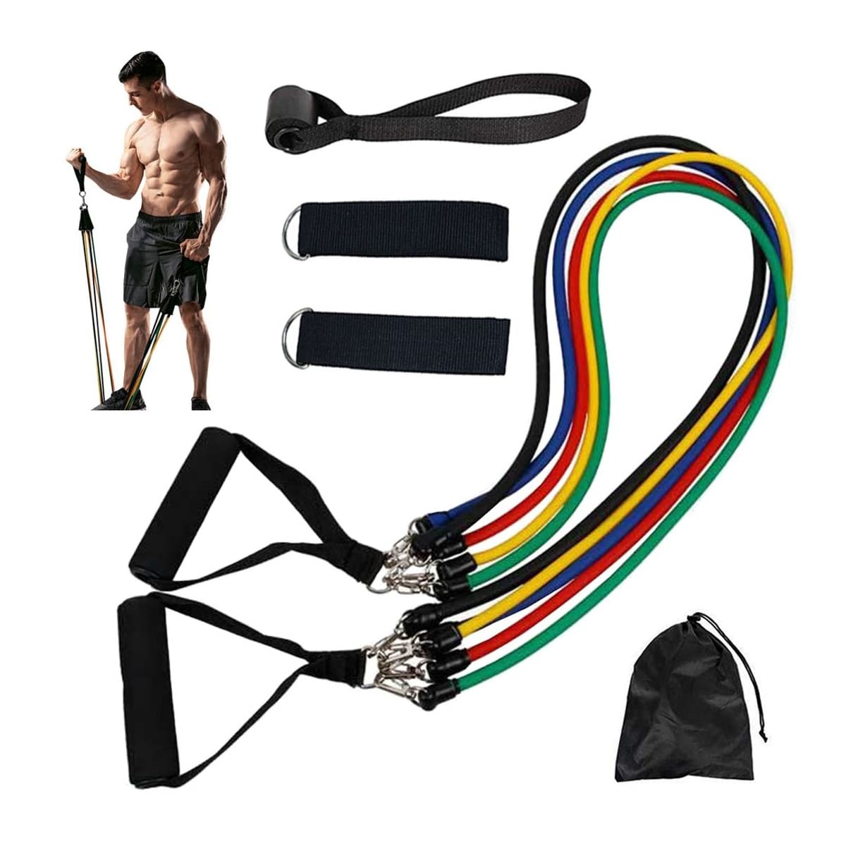 Träningsband-set, 5 motstånd 4,5-13,6 kg