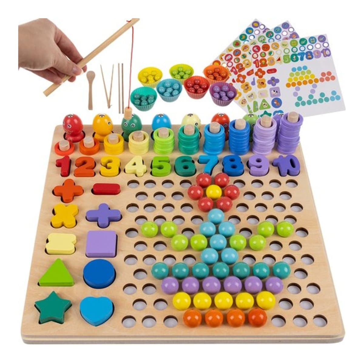 Träpussel med pärlor och magnetfiske, 30x30 cm