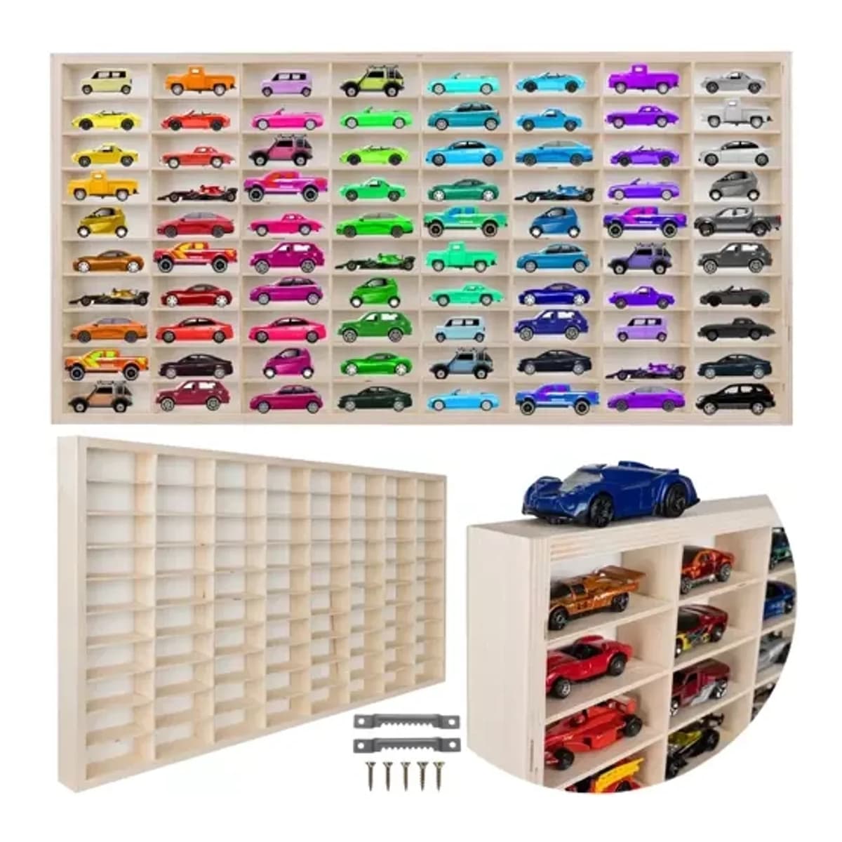 Träshylla för bilar, 80 fack