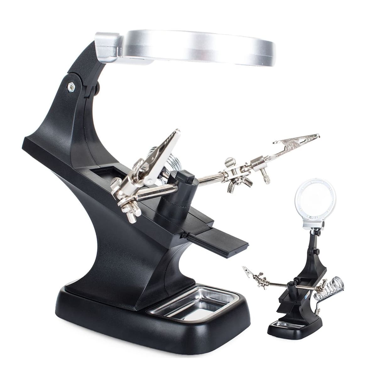 Tredje hand med förstoringsglas, 3x/4.5x, 10 LED