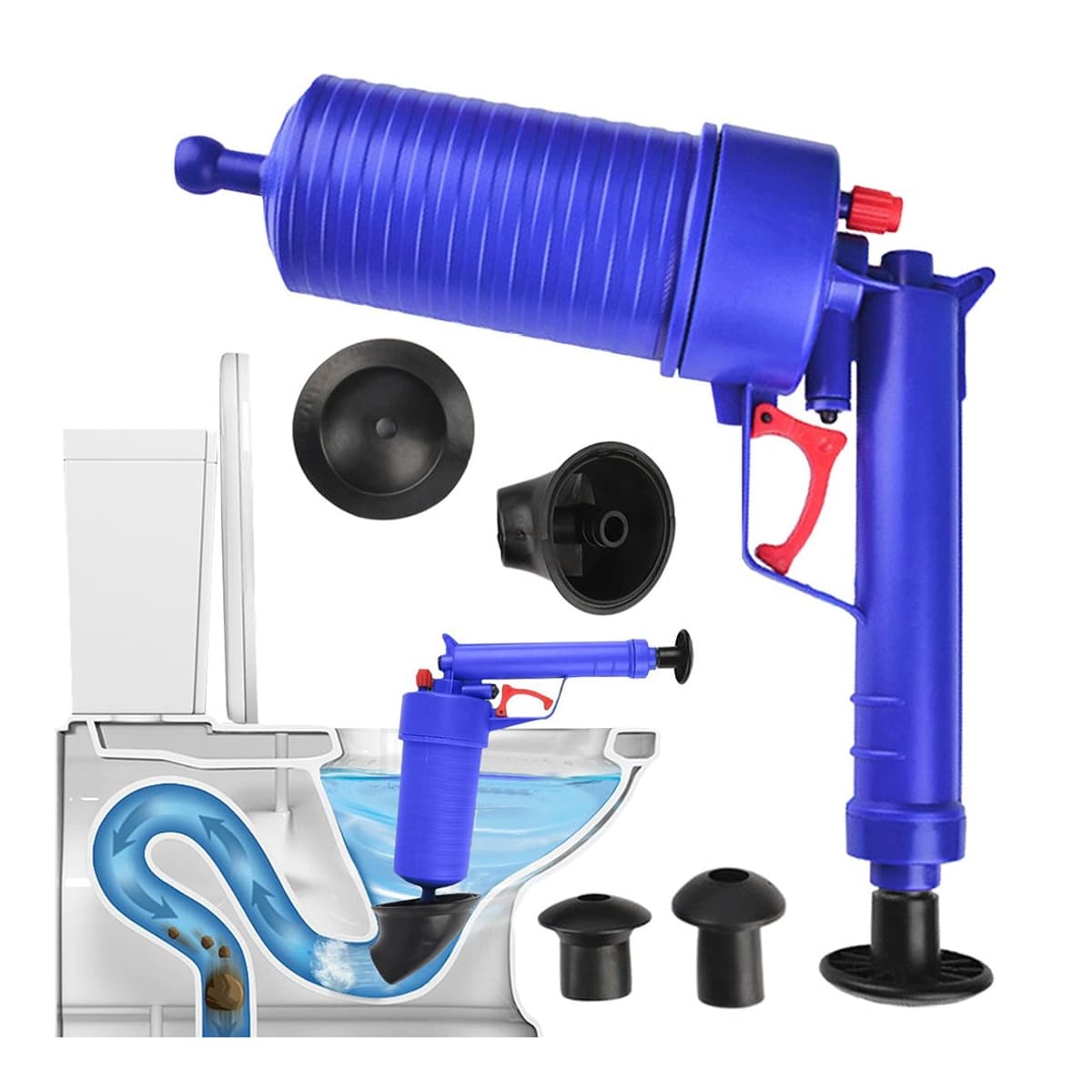 Tryckluftspistol för avlopp med 4 munstycken