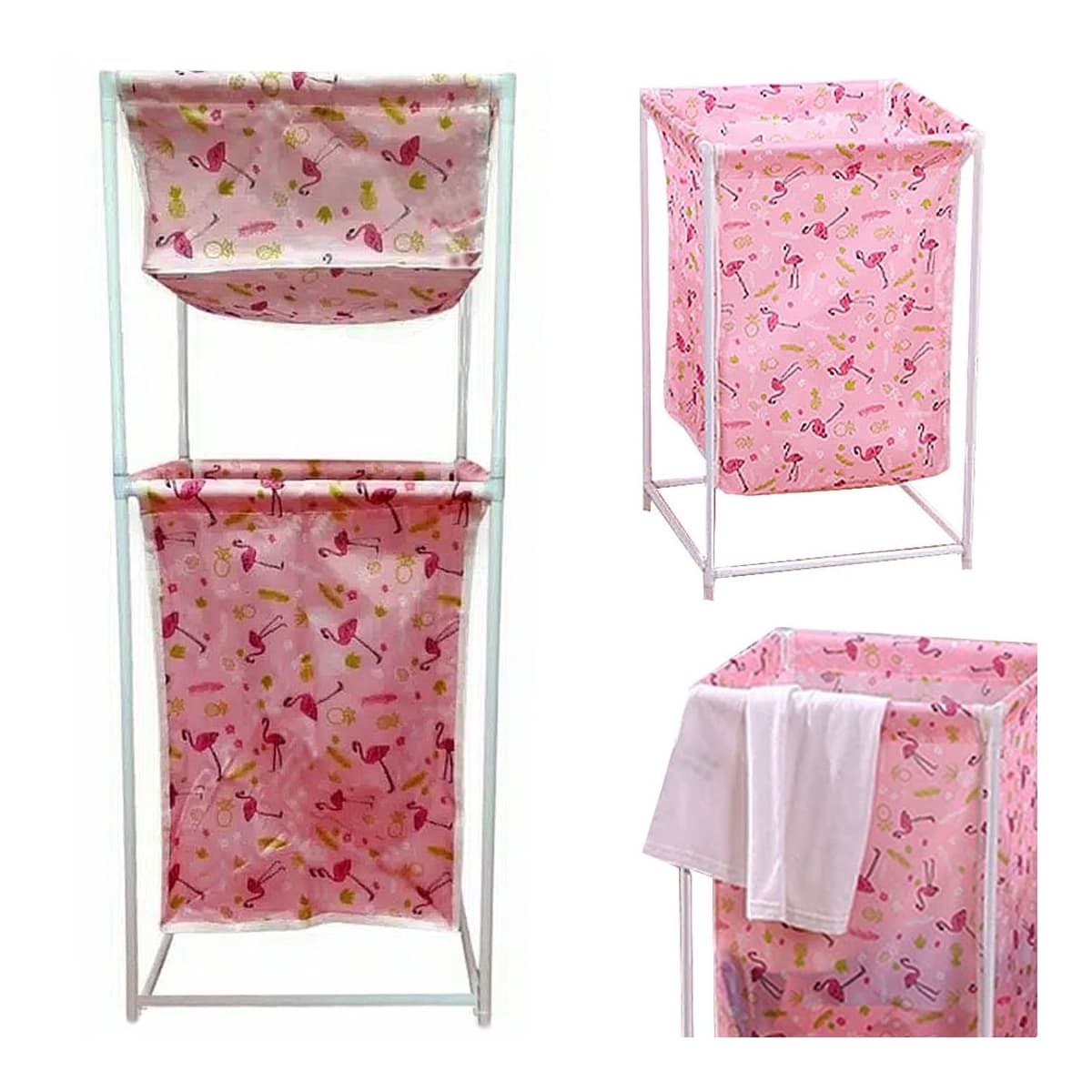 Tvådelad tvättkorg med hylla, 40 l