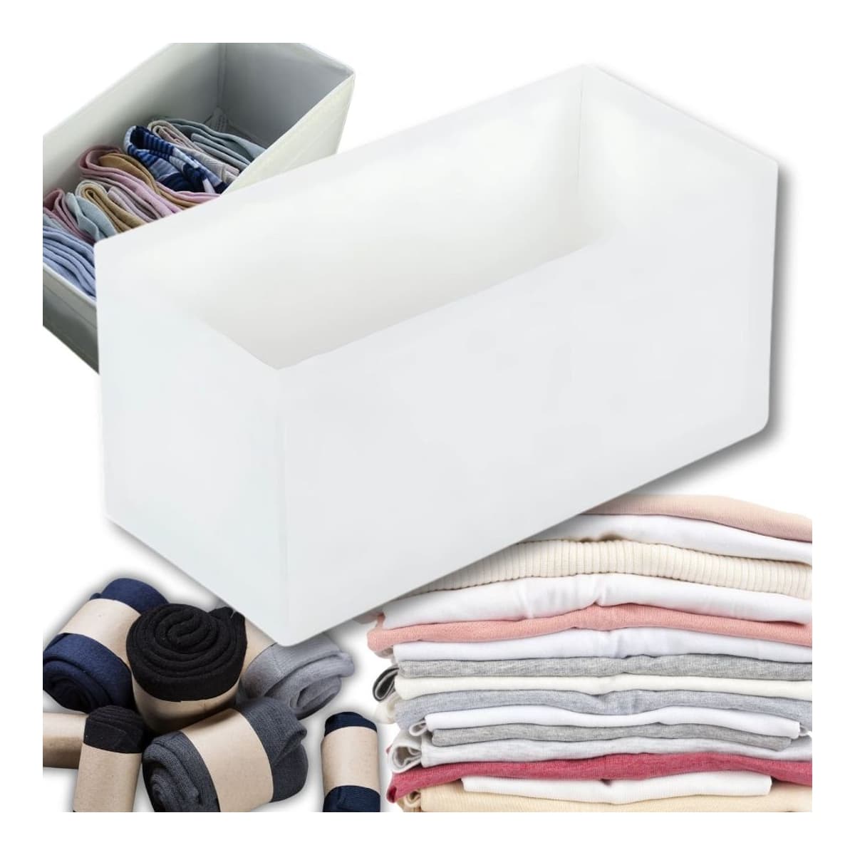 Undertröjsorganisatör, vit, 28x14x13 cm