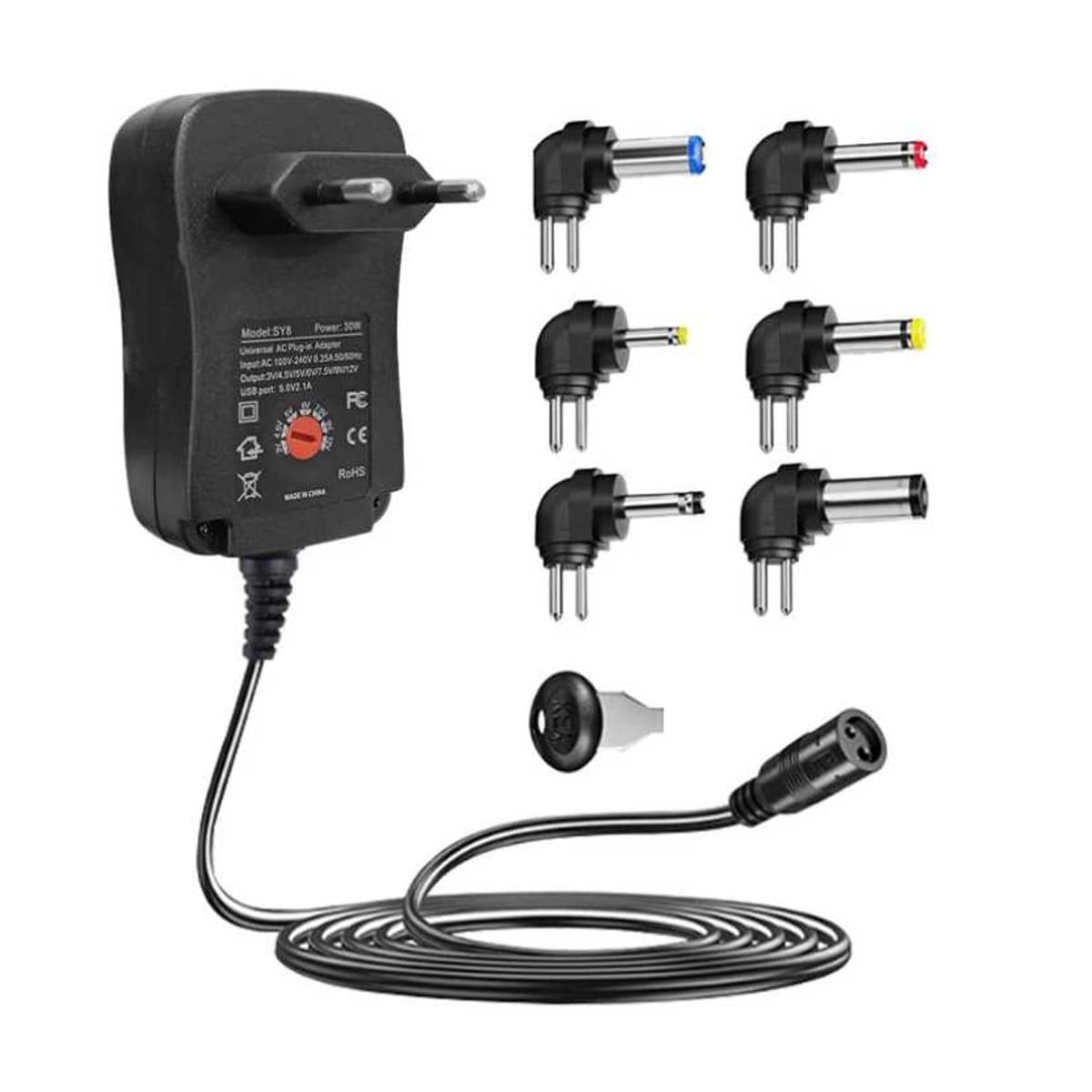 Universalladdare 30W med 6 olika kontakter