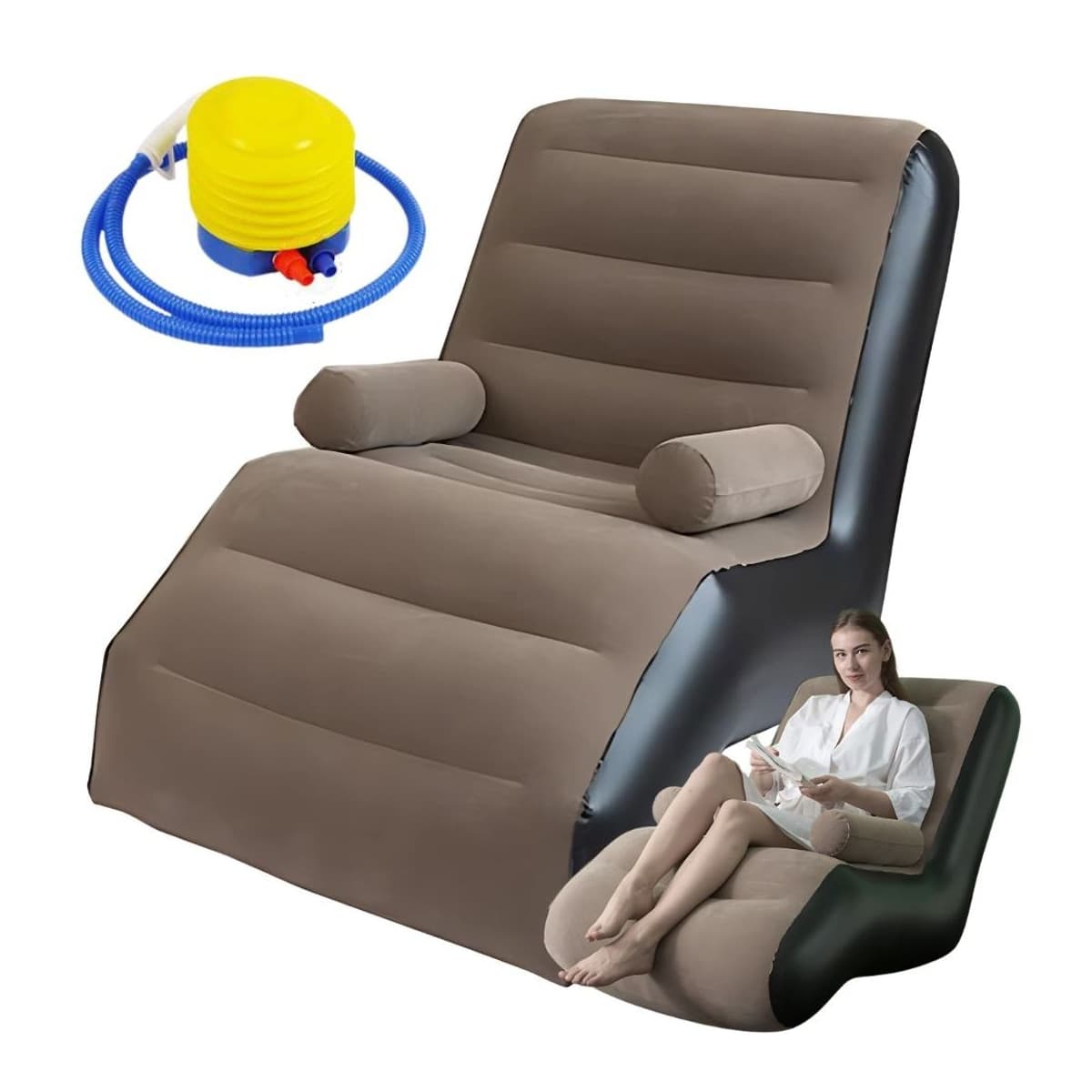 Uppblåsbar fåtölj med armstöd, 90x85x80 cm