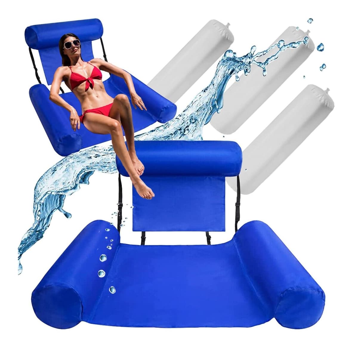 Uppblåsbar poolfåtölj, nätmadrass, 90 cm