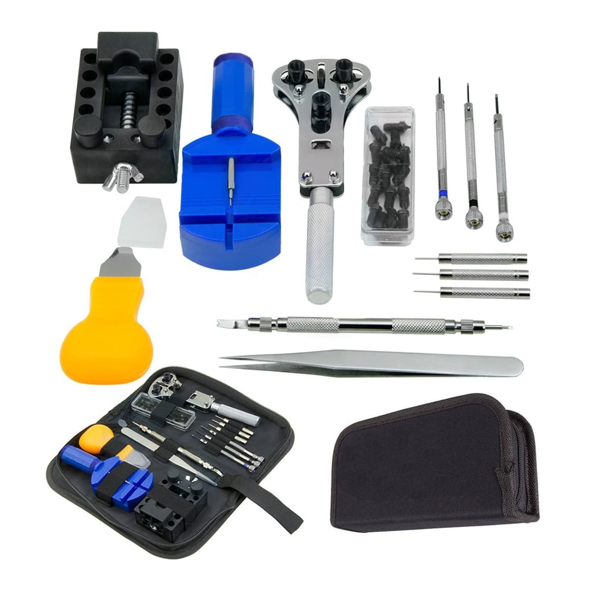 Urmakarsats med 9 verktyg i fodral